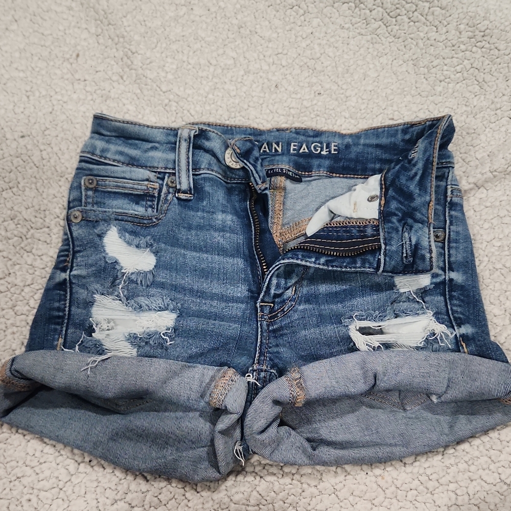 American Eagle Light Blue Stretch Denim Shorts
